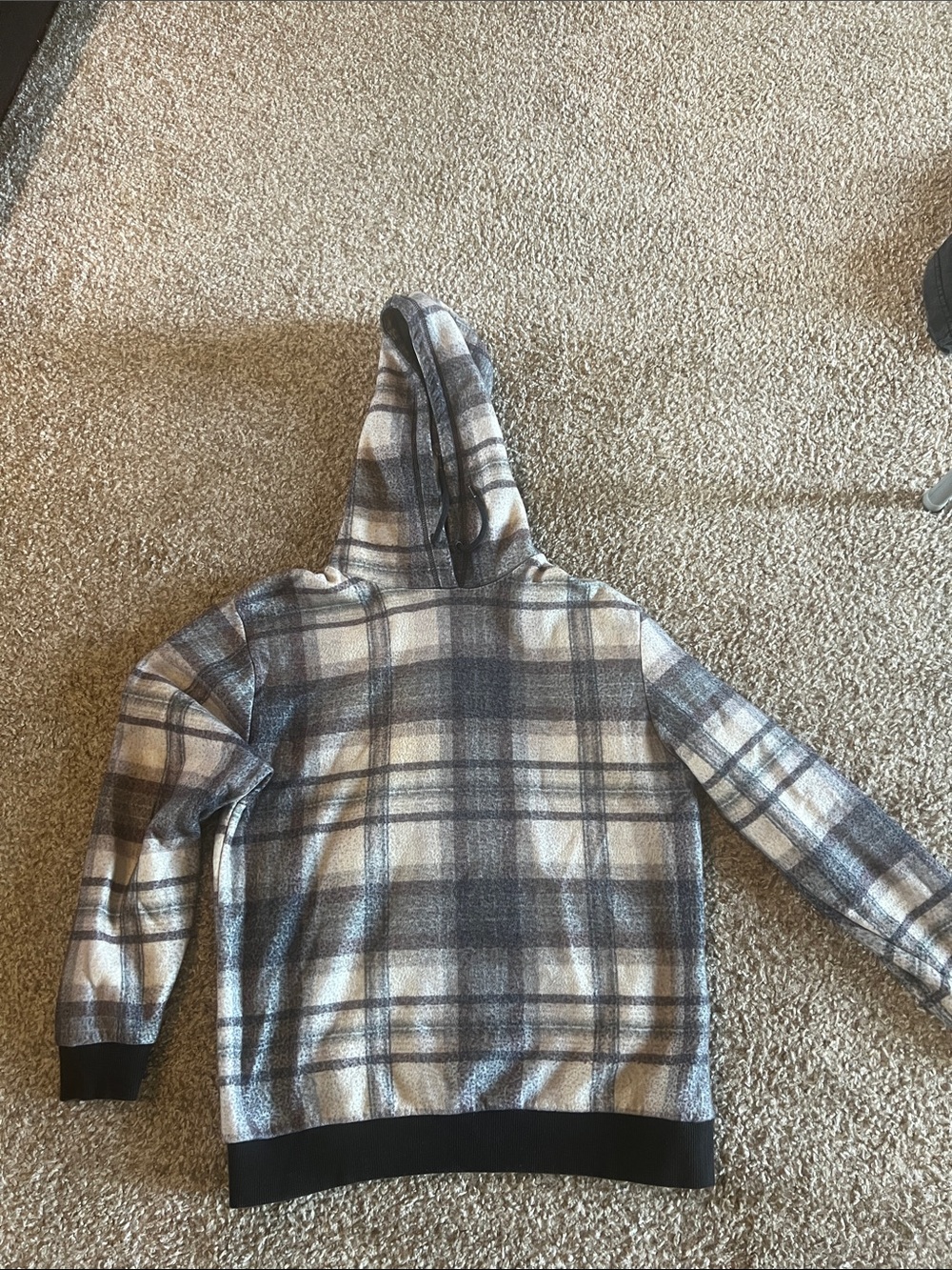 Topman Gray and Black Plaid Hooded Pullover